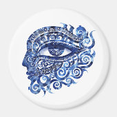 Abstract Grieks Evil Eye Met Grieks Key Magneet (Voorkant)
