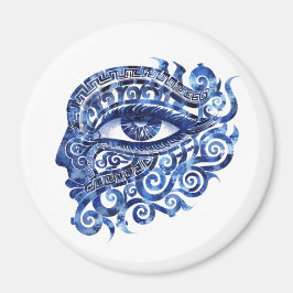 Abstract Grieks Evil Eye Met Grieks Key Magneet