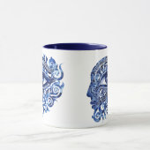 Abstract Grieks Evil Eye Met Grieks Key Mok (Midden)