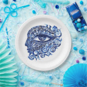 Abstract Grieks Evil Eye Met Grieks Key Papieren Bordje (Feest)