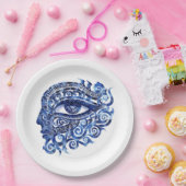 Abstract Grieks Evil Eye Met Grieks Key Papieren Bordje (Feest)