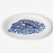 Abstract Grieks Evil Eye Met Grieks Key Papieren Bordje (Gekanteld)