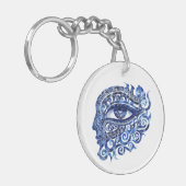 Abstract Grieks Evil Eye Met Grieks Key Sleutelhanger (Voorkant Links)