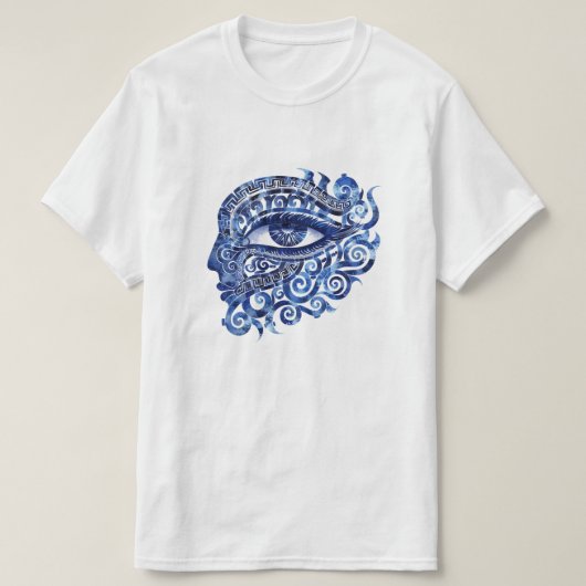 Abstract Grieks Evil Eye Met Grieks Key T-shirt (Design voorkant)