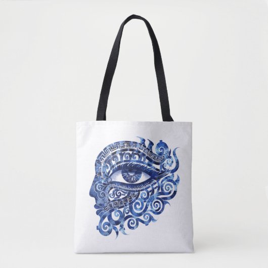 Abstract Grieks Evil Eye Met Grieks Key Tote Bag (Voorkant)
