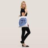 Abstract Grieks Evil Eye Met Grieks Key Tote Bag (Op model)