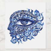 Abstract Grieks Evil Eye Met Grieks Key Wijn Etiket (Enkel label)
