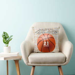Abstract grijs basketbaljongens geboorteverslag kussen