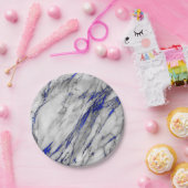 Abstract grijs blauw marmer Glam Golden Vip Papieren Bordje (Feest)