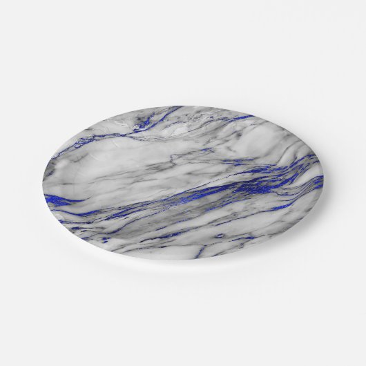 Abstract grijs blauw marmer Glam Golden Vip Papieren Bordje (Gekanteld)