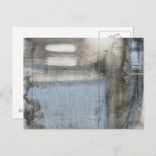 Abstract grijs en blauw schilderen briefkaart (Voorkant / Achterkant)