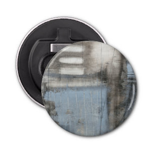 Abstract grijs en blauw schilderen button flesopener
