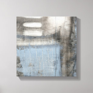 Abstract grijs en blauw schilderen canvas afdruk