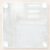 Abstract grijs en blauw schilderen glazen onderzetter (Achterkant)