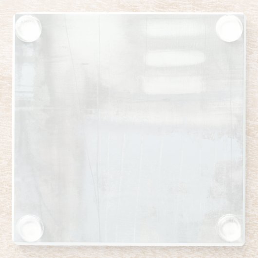 Abstract grijs en blauw schilderen glazen onderzetter (Achterkant)