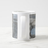 Abstract grijs en blauw schilderen grote koffiekop (Achterkant)