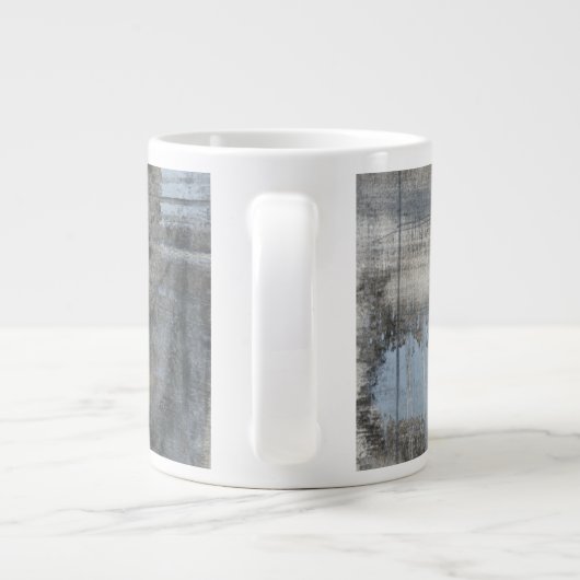 Abstract grijs en blauw schilderen grote koffiekop (Achterkant)