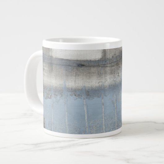 Abstract grijs en blauw schilderen grote koffiekop (Links)