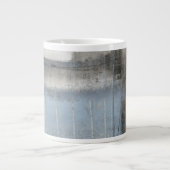 Abstract grijs en blauw schilderen grote koffiekop (Voorkant)