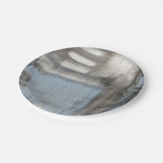 Abstract grijs en blauw schilderen papieren bordje (Gekanteld)