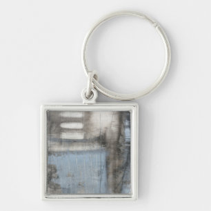 Abstract grijs en blauw schilderen sleutelhanger