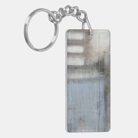 Abstract grijs en blauw schilderen sleutelhanger (Voorkant Links)