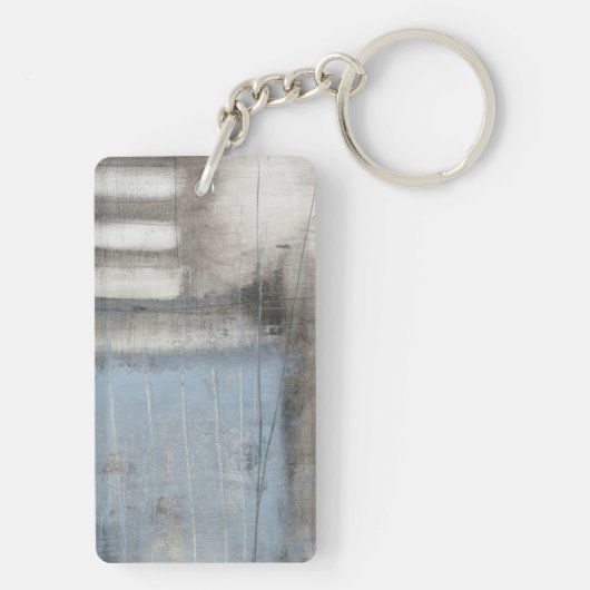 Abstract grijs en blauw schilderen sleutelhanger (achterkant)