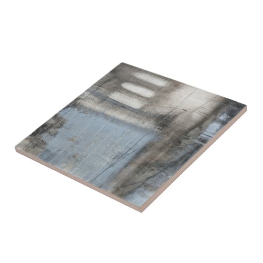 Abstract grijs en blauw schilderen tegeltje (Zijkant)