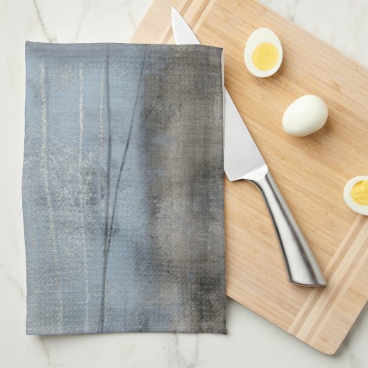 Abstract grijs en blauw schilderen theedoek (Quarter Fold)