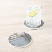 Abstract grijs en blauw schilderen zandsteen onderzetter (Zijkant)