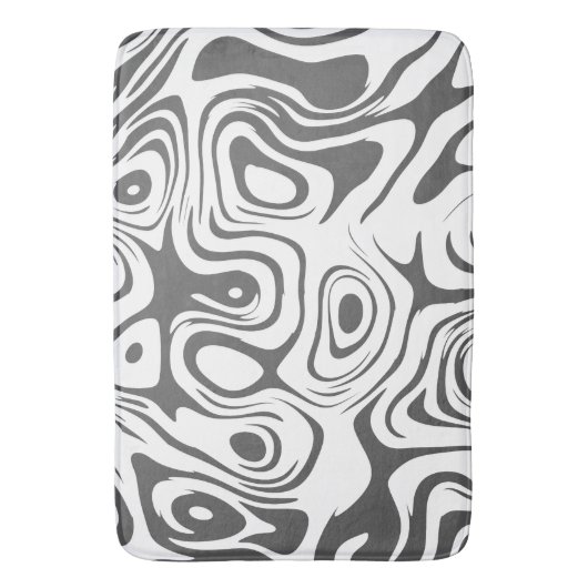 Abstract grijs en wit patroon badmat (Voorkant Verticaal)