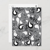 Abstract grijs en wit Tulip Paisley-patroon Briefkaart (Voorkant / Achterkant)