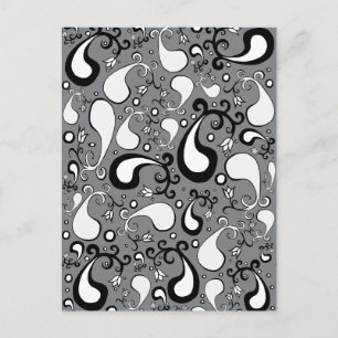 Abstract grijs en wit Tulip Paisley-patroon Briefkaart