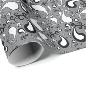 Abstract grijs en wit Tulip Paisley-patroon Cadeaupapier (Rol Hoek)