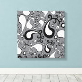 Abstract grijs en wit Tulip Paisley-patroon Canvas Afdruk (Insitu (Houten vloer))