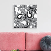 Abstract grijs en wit Tulip Paisley-patroon Canvas Afdruk (Insitu (Woonkamer))