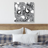 Abstract grijs en wit Tulip Paisley-patroon Canvas Afdruk (Insitu (Slaapkamer))