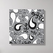 Abstract grijs en wit Tulip Paisley-patroon Canvas Afdruk (Voorkant)