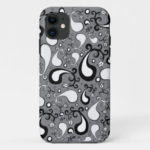 Abstract grijs en wit Tulip Paisley-patroon iPhone 11 Hoesje