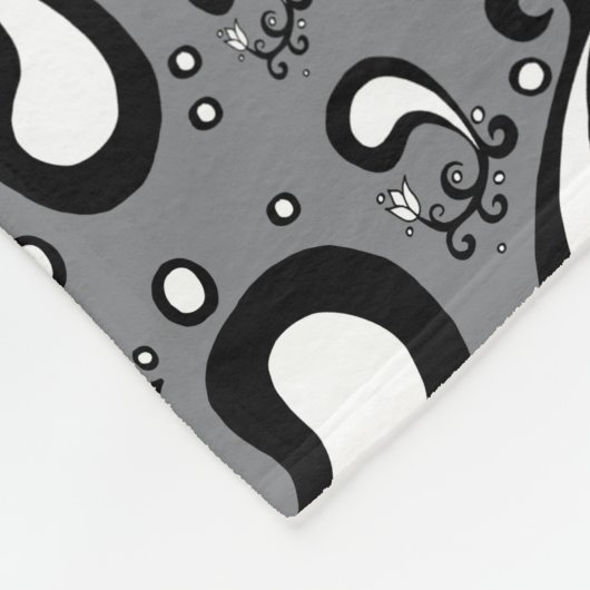 Abstract grijs en wit Tulip Paisley-patroon Fleece Deken (Hoek)