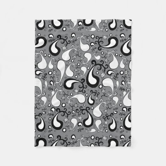Abstract grijs en wit Tulip Paisley-patroon Fleece Deken (Voorkant)