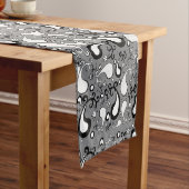 Abstract grijs en wit Tulip Paisley-patroon Korte Tafelloper (Voorbeeld)