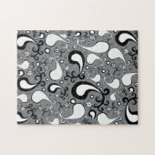 Abstract grijs en wit Tulip Paisley-patroon Legpuzzel (Horizontaal)