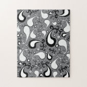 Abstract grijs en wit Tulip Paisley-patroon Legpuzzel (Verticaal)