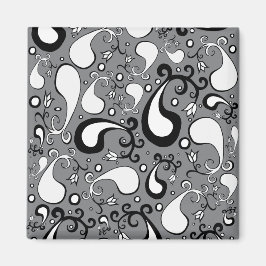 Abstract grijs en wit Tulip Paisley-patroon Magneet