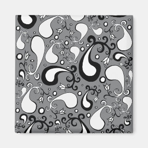 Abstract grijs en wit Tulip Paisley-patroon Magneet