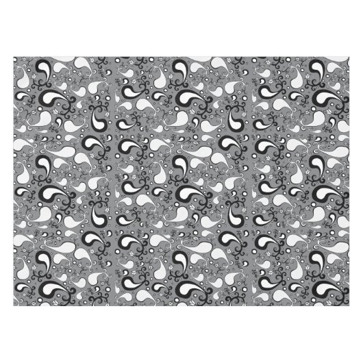 Abstract grijs en wit Tulip Paisley-patroon Tafelkleed (Voorkant (Horizontaal))