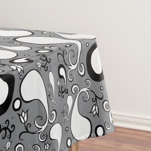 Abstract grijs en wit Tulip Paisley-patroon Tafelkleed (Voorbeeld)