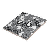 Abstract grijs en wit Tulip Paisley-patroon Tegeltje (Zijkant)