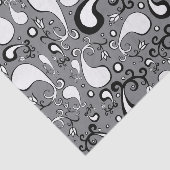 Abstract grijs en wit Tulip Paisley-patroon Tissuepapier (Detail)